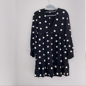 Zara V neck Long sleeve polka dot mini dress